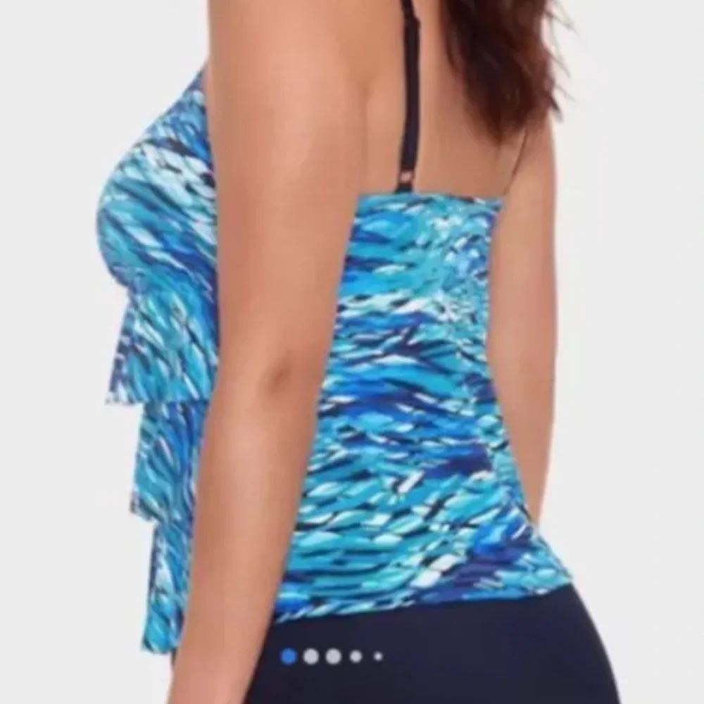 Swim Solutions Longitude Triple Tier Tummy Control Long Torso One-Piece Swimsuit - Picture 4 of 8